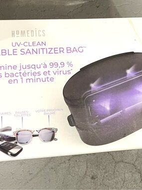 Homedics Portable UV-C Sanitizer Bag — Black with Purple Accent